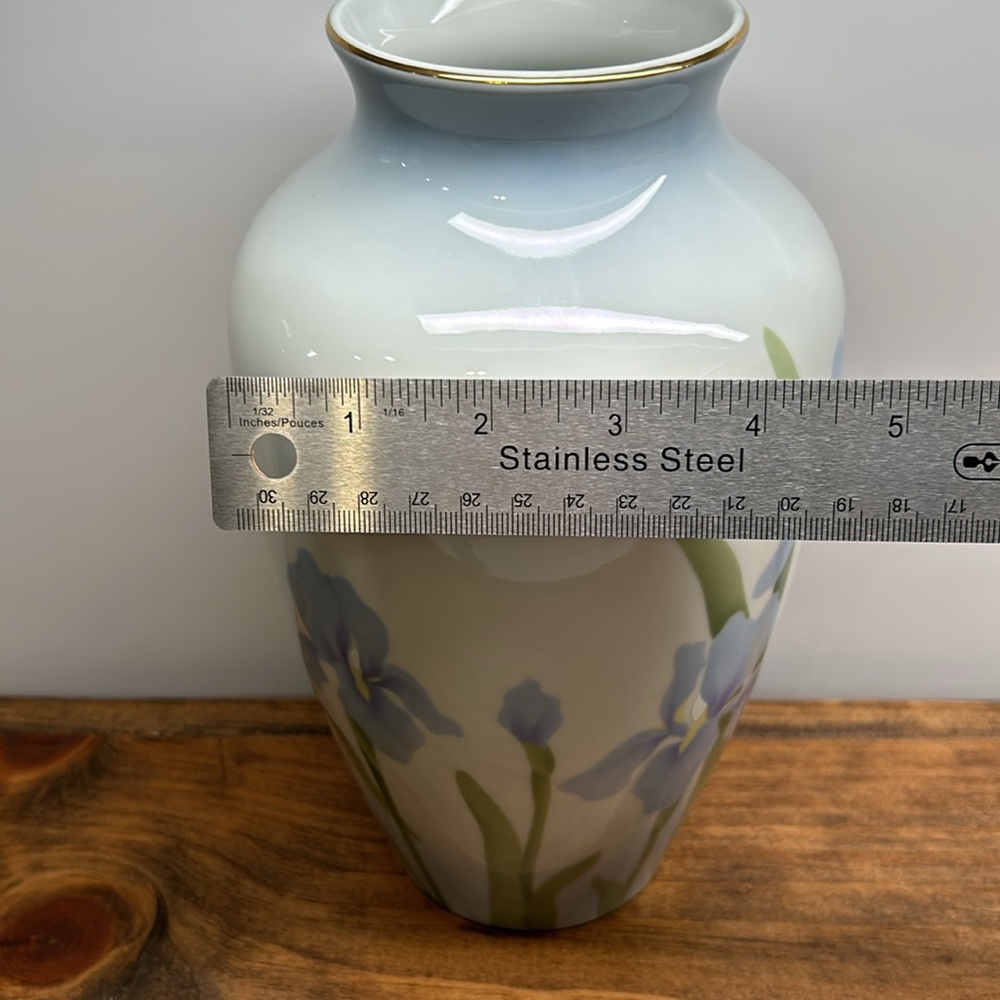 Vintage Blue Iris Elizabeth King Brownd Otagari Ceramic Vase Made In Japan - Picture 7 of 10